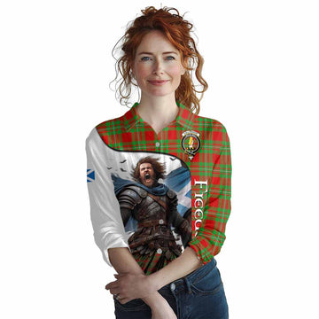 Tartan Vibes Clothing Callander Crest Tartan Women's Casual Shirt Inspired by the Freedom of Scottish Warrior