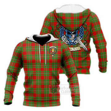 Callander Tartan Knitted Hoodie with Family Crest Celtic Skull Style Unisex Knitted Pullover Hoodie - Tartan Vibes Clothing