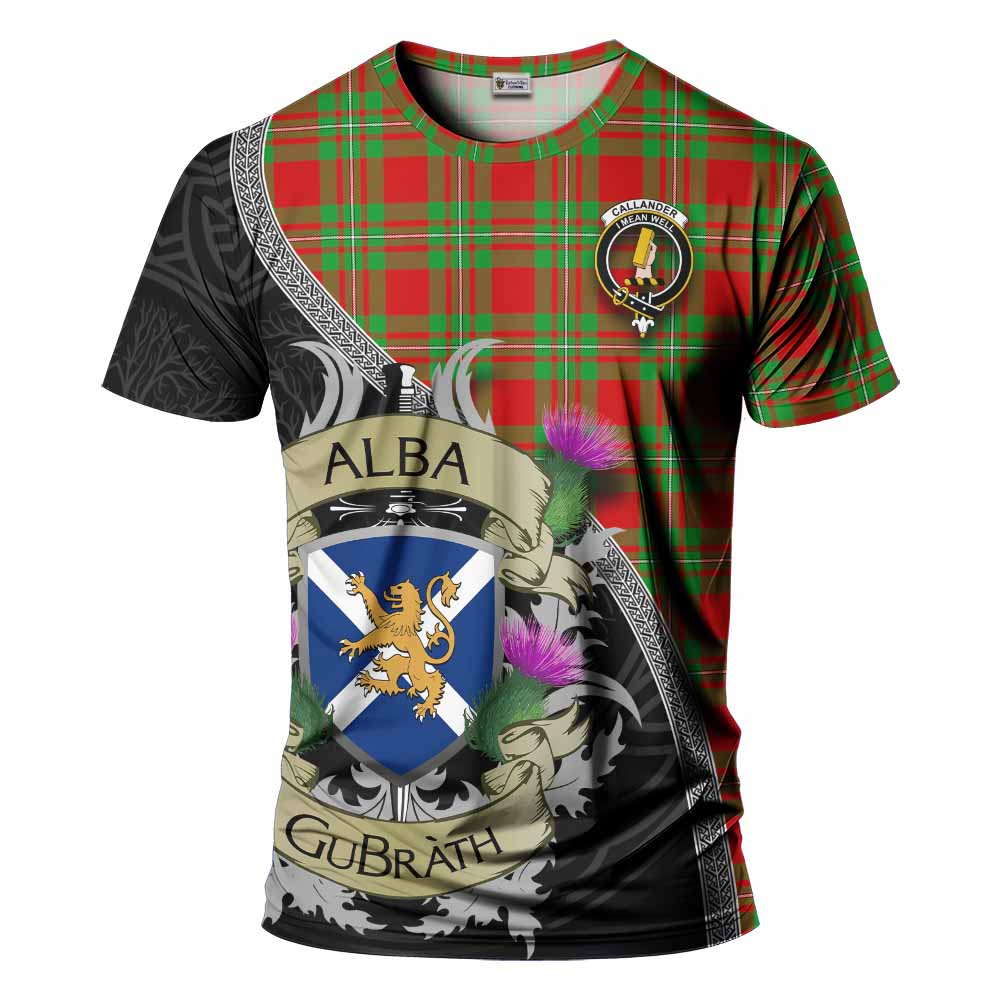 Tartan Vibes Clothing Callander Tartan Family Crest T-Shirt Lion Rampant Royal Thistle Shield Celtic Inspired