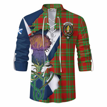 Tartan Vibes Clothing Callander Tartan Family Crest Ghillie Kilt Shirt Scottish Thistle Celtic Inspired