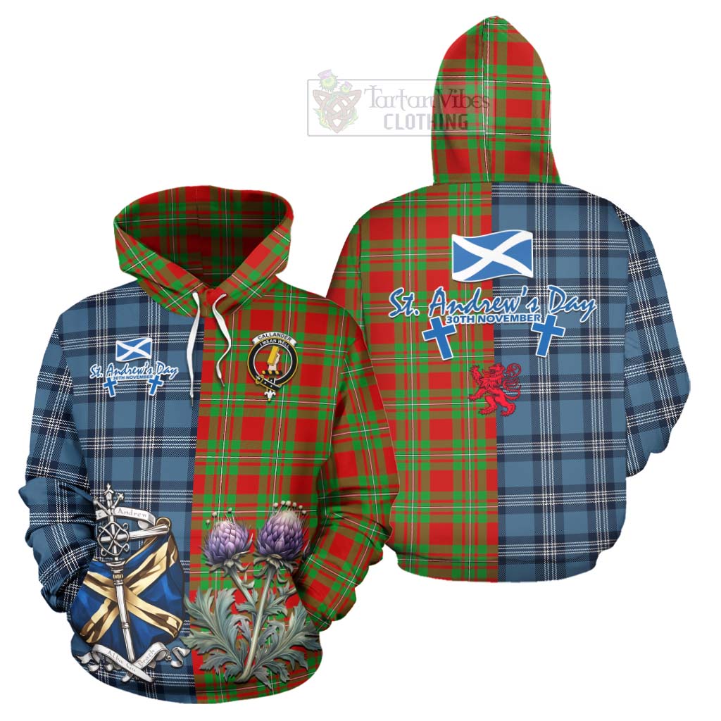 Callander Tartan Hoodie Happy St. Andrew's Day Half Tartan Style Zip Hoodie - Tartan Vibes Clothing