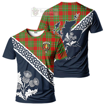 Callander Tartan T-Shirt Featuring Thistle and Scotland Map