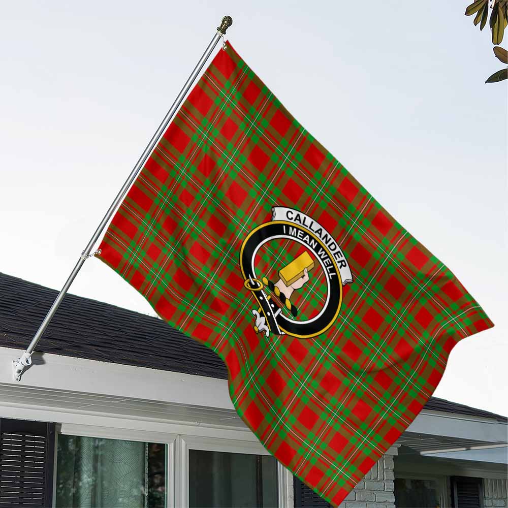 Tartan Vibes Clothing Callander Tartan House Flag with Family Crest