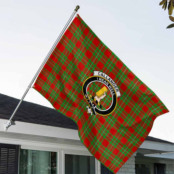 Tartan Vibes Clothing Callander Tartan House Flag with Family Crest