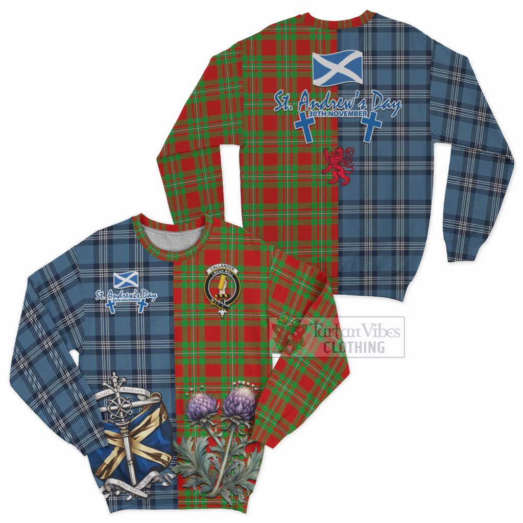 Callander Tartan Sweatshirt Happy St. Andrew's Day Half Tartan Style Unisex - Tartan Vibes Clothing