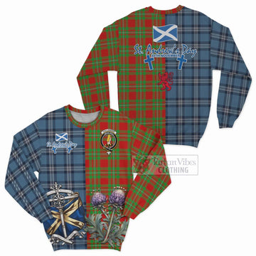 Callander Tartan Sweatshirt Happy St. Andrew's Day Half Tartan Style Unisex - Tartan Vibes Clothing