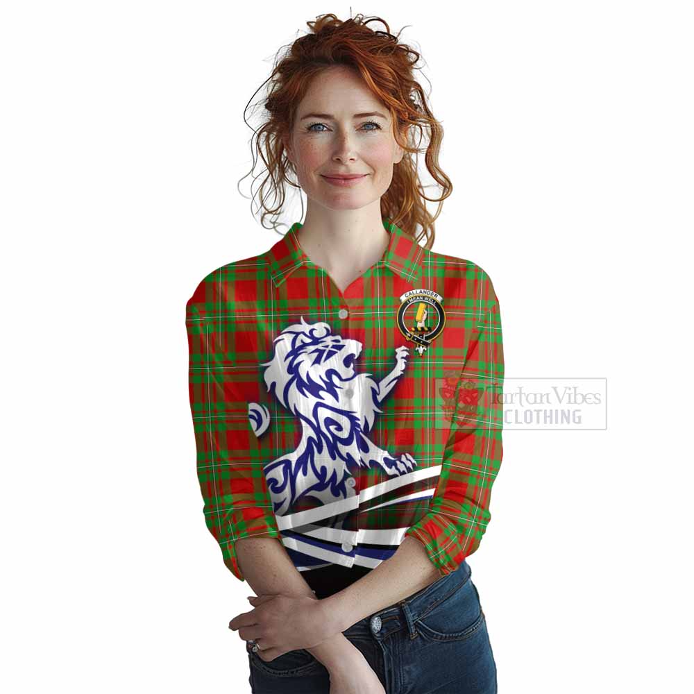 Tartan Vibes Clothing Callander Tartan Women's Casual Shirt with Alba Gu Brath Regal Lion Emblem