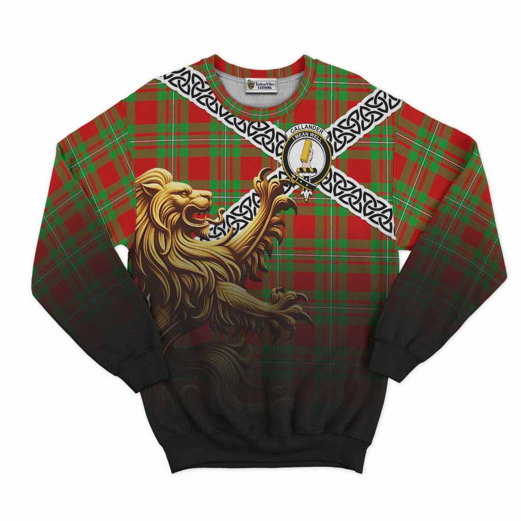 Callander Crest Tartan Sweatshirt with Golden Lion Emblem Celtic Style Unisex - Tartan Vibes Clothing
