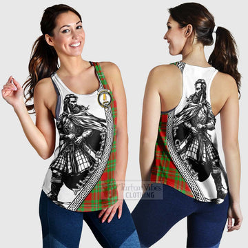Callander Tartan Clan Crest Women's Racerback Tanks with Highlander Warrior Celtic Style 4XL - Tartan Vibes Clothing