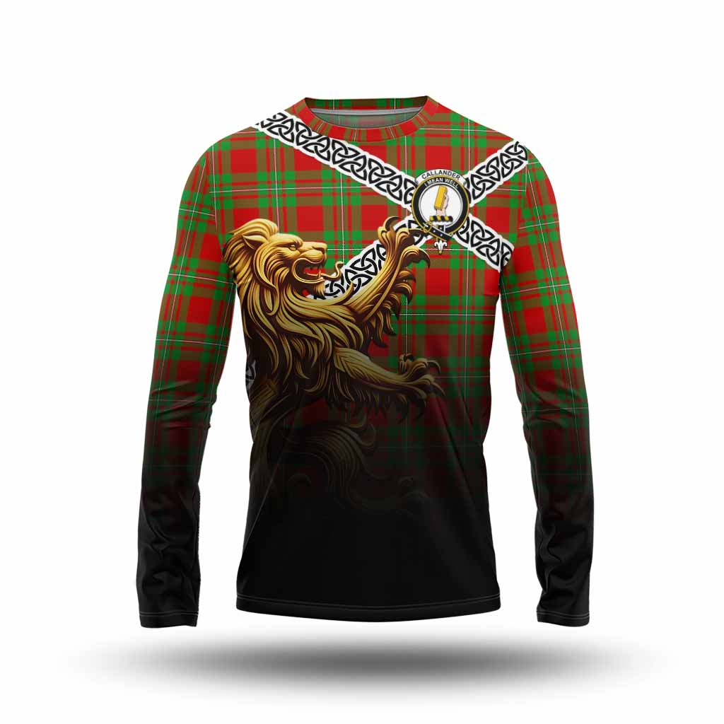 Callander Crest Tartan Long Sleeve T-Shirt with Golden Lion Emblem Celtic Style Unisex - Tartan Vibes Clothing