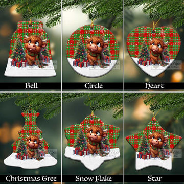 Callander Tartan Christmas Ceramic Ornament with Adorable Highland Coo Ceramic - Tartan Vibes Clothing