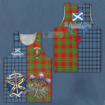 Callander Tartan Men's Tank Top Happy St. Andrew's Day Half Tartan Style Men - Tartan Vibes Clothing