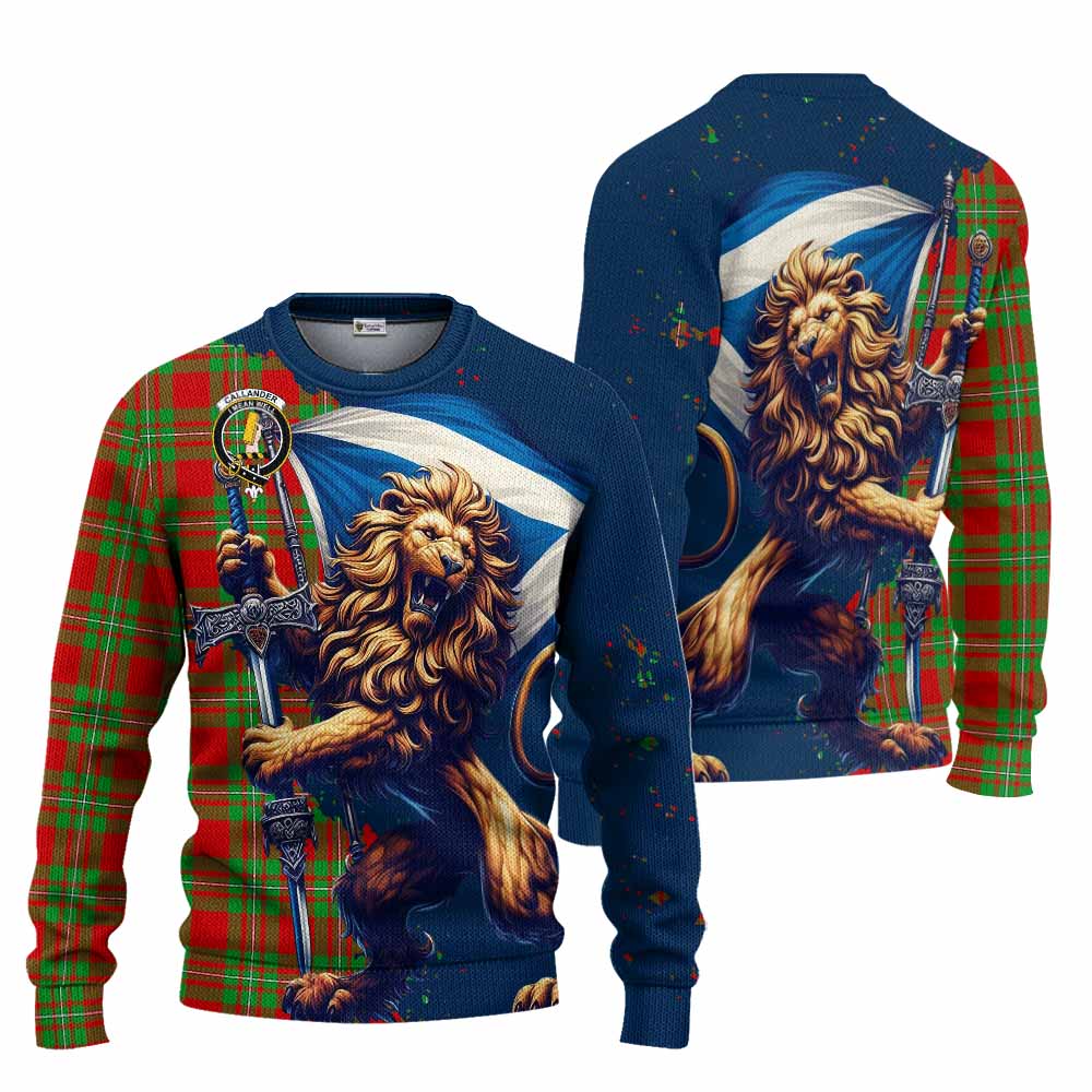 Callander Tartan Family Crest Knitted Sweater with Scottish Majestic Lion Unisex - Tartan Vibes Clothing