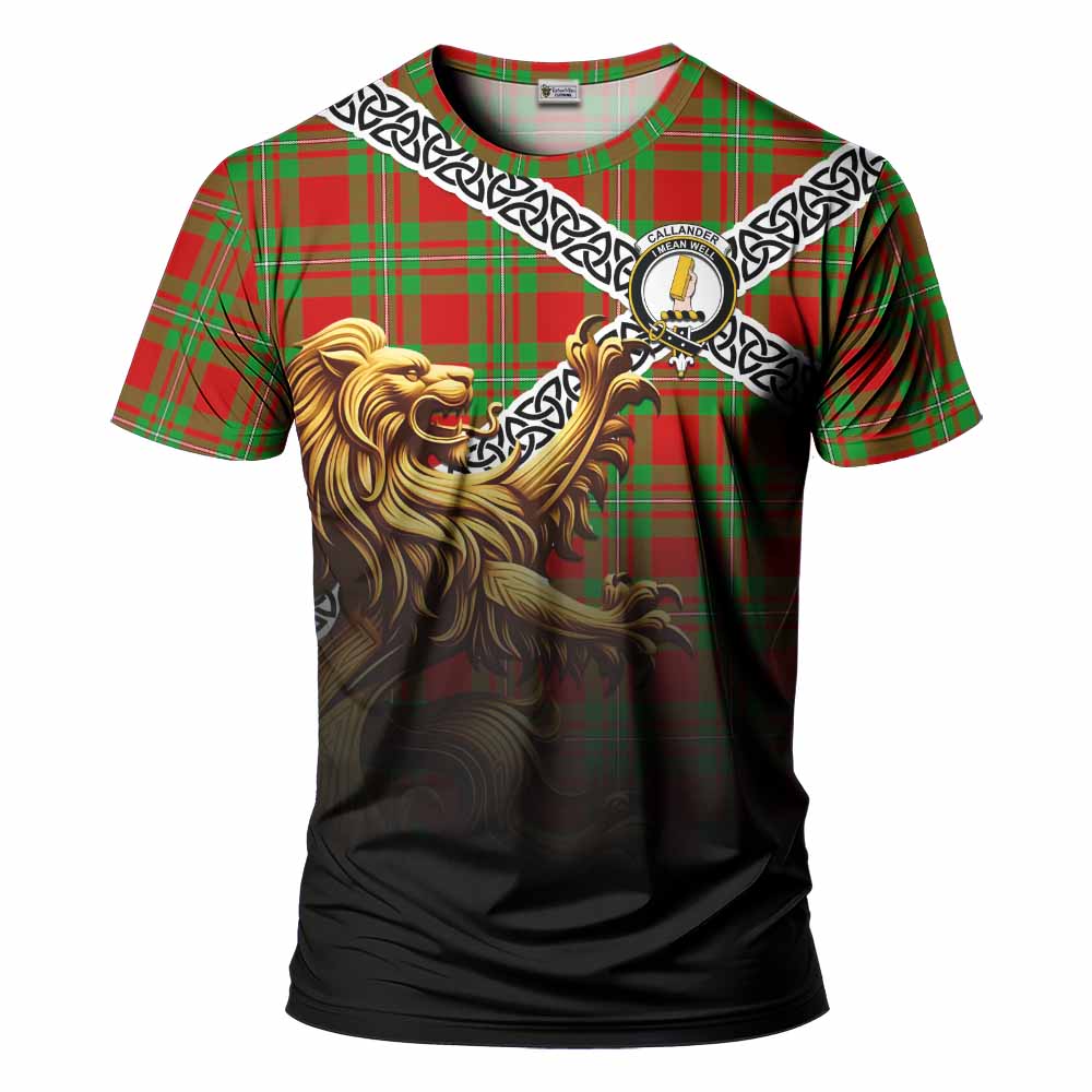 Callander Crest Tartan T-Shirt with Golden Lion Emblem Celtic Style Kid's Shirt - Tartan Vibes Clothing