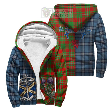 Callander Tartan Sherpa Hoodie Happy St. Andrew's Day Half Tartan Style Unisex S - Tartan Vibes Clothing