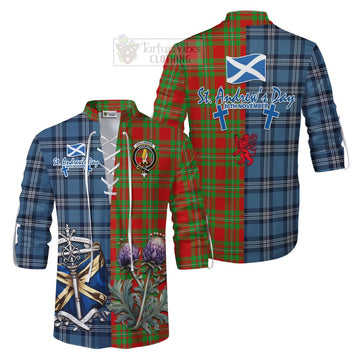 Callander Tartan Ghillie Kilt Shirt Happy St. Andrew's Day Half Tartan Style Men - Tartan Vibes Clothing