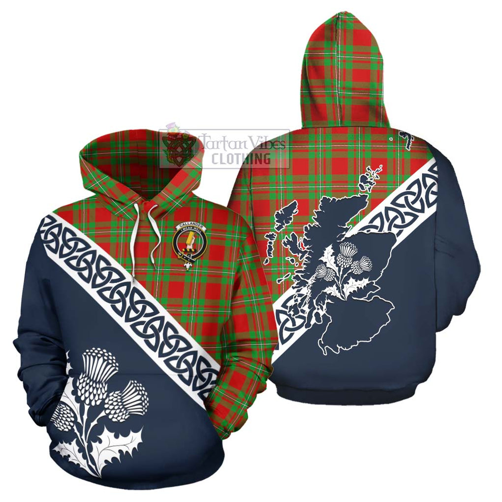 Callander Tartan Hoodie Featuring Thistle and Scotland Map Zip Hoodie - Tartan Vibes Clothing