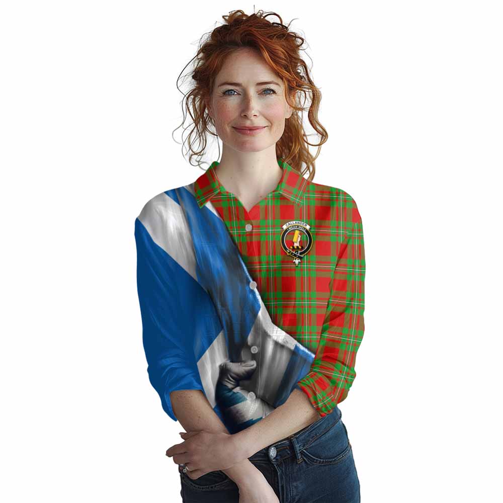 Tartan Vibes Clothing Callander Tartan Women's Casual Shirt with Family Crest Scotland Patriotic Style