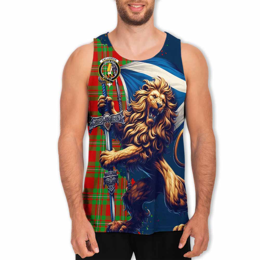Callander Tartan Family Crest Men's Tank Top with Scottish Majestic Lion Men - Tartan Vibes Clothing