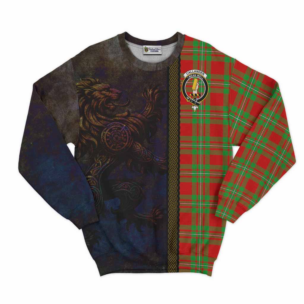 Tartan Vibes Clothing Callander Tartan Family Crest Sweatshirt Alba Gu Brath Be Brave Lion Ancient Style