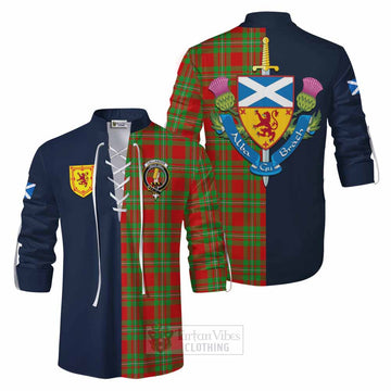 Callander Tartan Ghillie Kilt Shirt Alba with Scottish Lion Royal Arm Half Style Men - Tartan Vibes Clothing