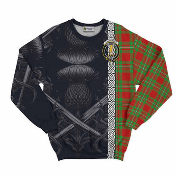 Callander Tartan Sweatshirt with Family Crest Cross Sword Thistle Celtic Vibes