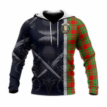Callander Tartan Knitted Hoodie with Family Crest Cross Sword Thistle Celtic Vibes Unisex Knitted Pullover Hoodie - Tartan Vibes Clothing