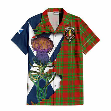 Tartan Vibes Clothing Callander Tartan Family Crest Short Sleeve Button Shirt Scottish Thistle Celtic Inspired