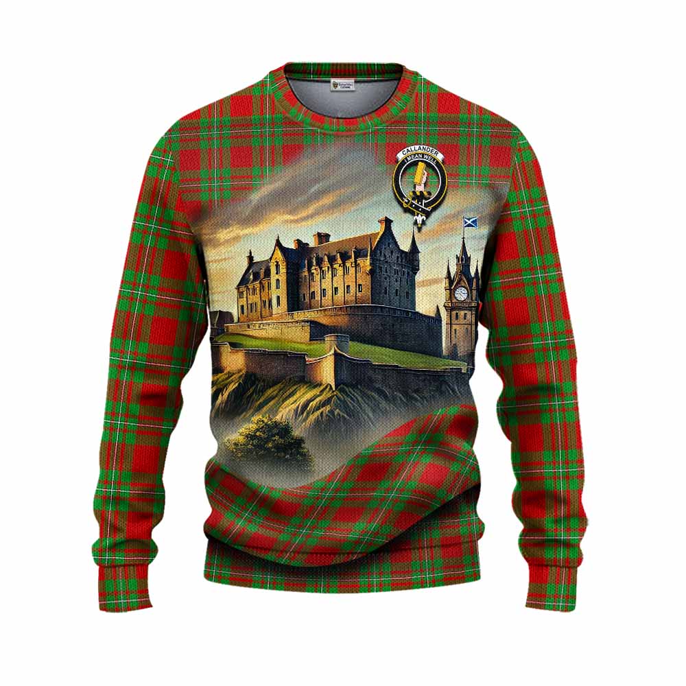 Callander Tartan Family Crest Knitted Sweater with Scottish Ancient Castle Style Unisex - Tartan Vibes Clothing