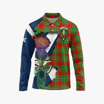 Callander Tartan Family Crest Long Sleeve Polo Shirt Scottish Thistle Celtic Inspired