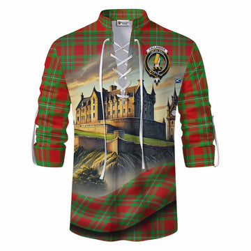 Callander Tartan Family Crest Ghillie Kilt Shirt with Scottish Ancient Castle Style Men - Tartan Vibes Clothing