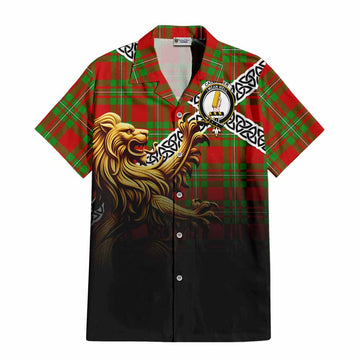 Callander Crest Tartan Hawaiian Shirt with Golden Lion Emblem Celtic Style