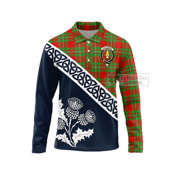 Callander Tartan Long Sleeve Polo Shirt Featuring Thistle and Scotland Map Unisex - Tartan Vibes Clothing