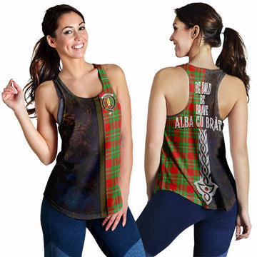 Callander Tartan Family Crest Women's Racerback Tanks Alba Gu Brath Be Brave Lion Ancient Style 4XL - Tartan Vibes Clothing