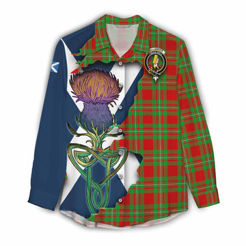 Tartan Vibes Clothing Callander Tartan Family Crest Women's Casual Shirt Scottish Thistle Celtic Inspired