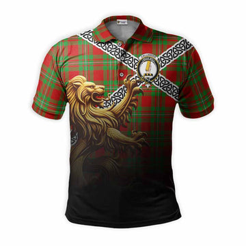 Callander Crest Tartan Polo Shirt with Golden Lion Emblem Celtic Style Kid - Tartan Vibes Clothing