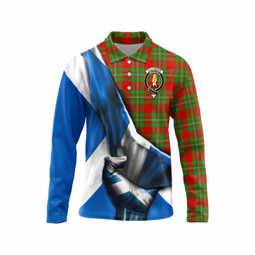 Callander Tartan Long Sleeve Polo Shirt with Family Crest Scotland Patriotic Style Unisex - Tartan Vibes Clothing