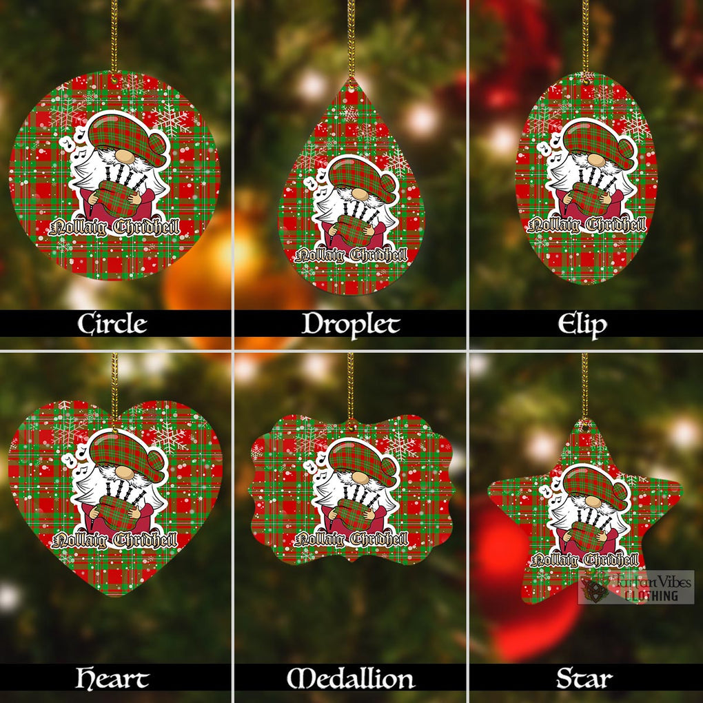 Callander Tartan Christmas Aluminium Ornament with Scottish Gnome Playing Bagpipes Aluminium - Tartan Vibes Clothing