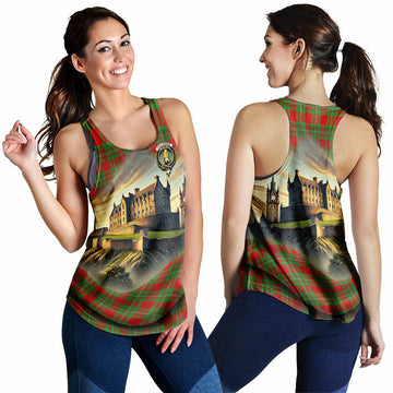 Callander Tartan Family Crest Women's Racerback Tanks with Scottish Ancient Castle Style 4XL - Tartan Vibes Clothing