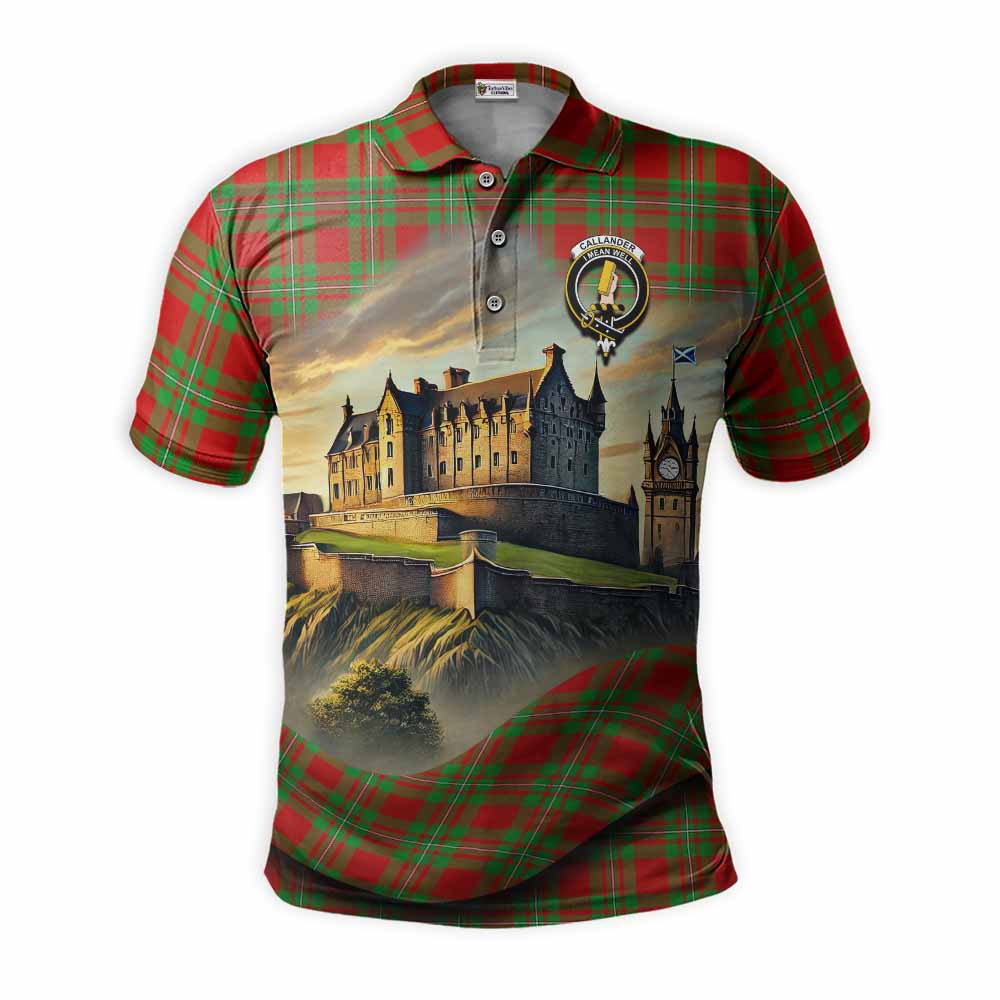 Tartan Vibes Clothing Callander Tartan Family Crest Polo Shirt with Scottish Ancient Castle Stype
