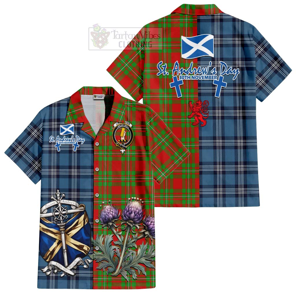 Callander Tartan Hawaiian Shirt Happy St. Andrew's Day Half Tartan Style Kid - Tartan Vibes Clothing