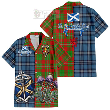 Callander Tartan Hawaiian Shirt Happy St. Andrew's Day Half Tartan Style Kid - Tartan Vibes Clothing