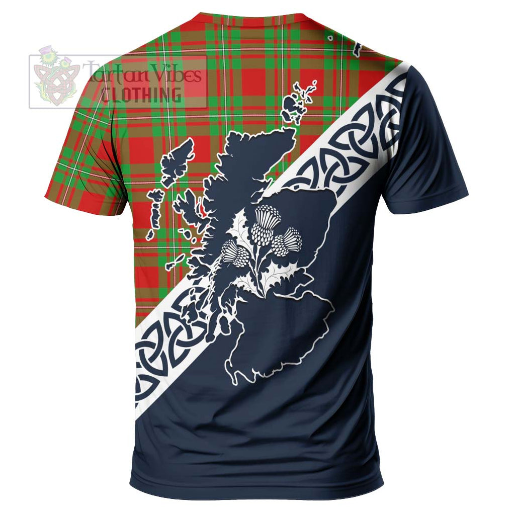 Callander Tartan T-Shirt Featuring Thistle and Scotland Map