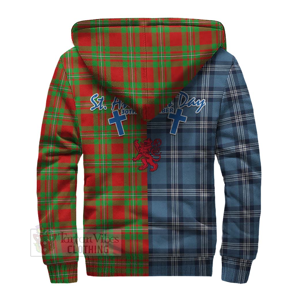 Callander Tartan Sherpa Hoodie Happy St. Andrew's Day Half Tartan Style - Tartan Vibes Clothing