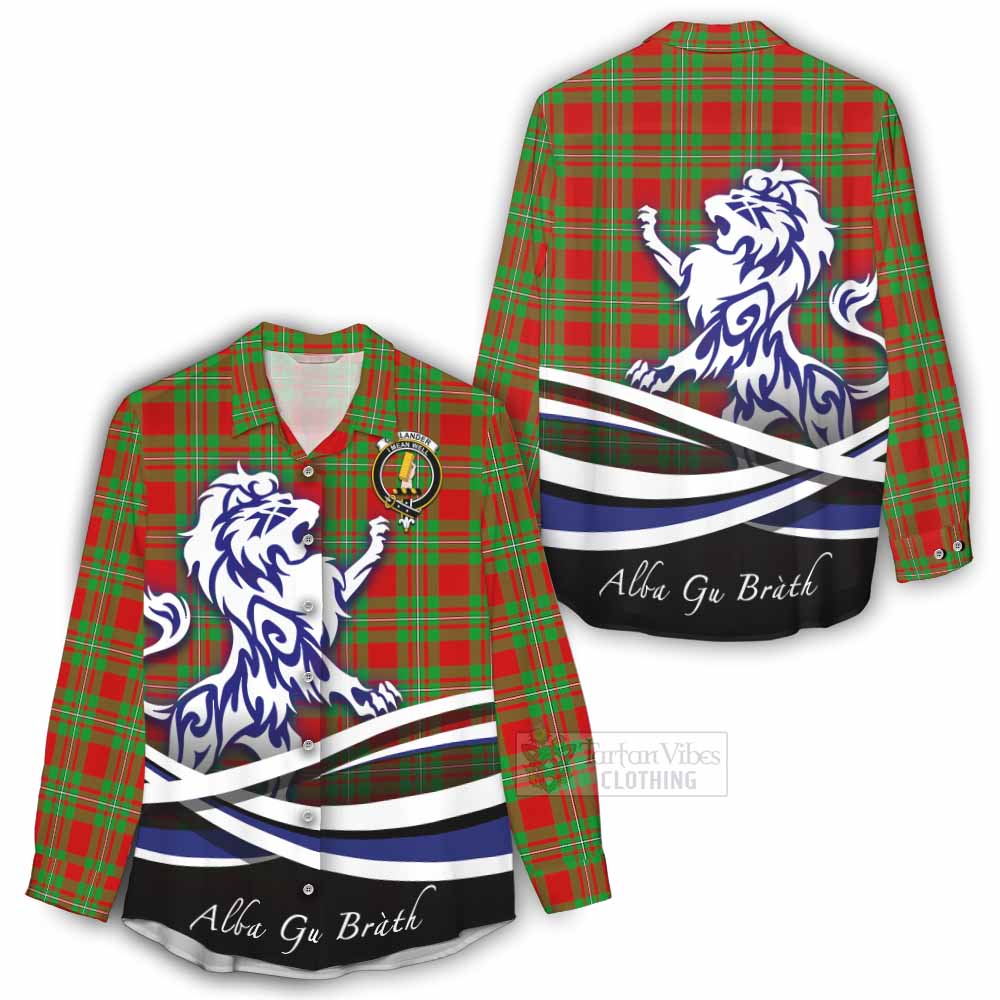 Tartan Vibes Clothing Callander Tartan Women's Casual Shirt with Alba Gu Brath Regal Lion Emblem