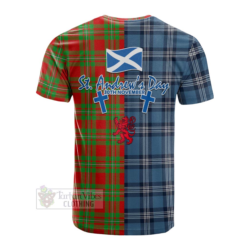 Callander Tartan Cotton T-shirt Happy St. Andrew's Day Half Tartan Style - Tartan Vibes Clothing