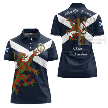 Callander Tartan Lion Rampant Women's Polo Shirt Proudly Display Your Heritage with Alba Gu Brath and Clan Name - Tartan Vibes Clothing