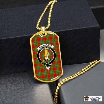 Callander Tartan Dog Tag Necklace with Family Crest Gold No - Tartan Vibes Clothing