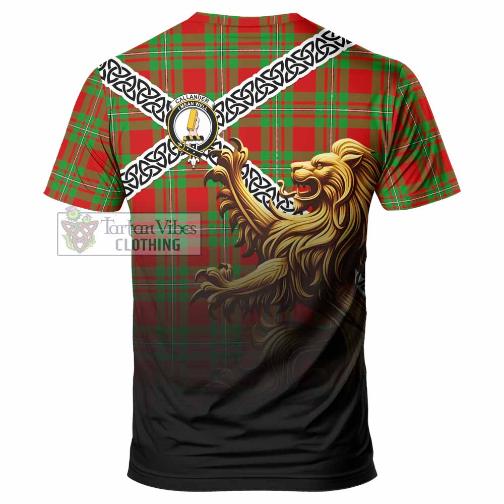 Callander Crest Tartan T-Shirt with Golden Lion Emblem Celtic Style - Tartan Vibes Clothing