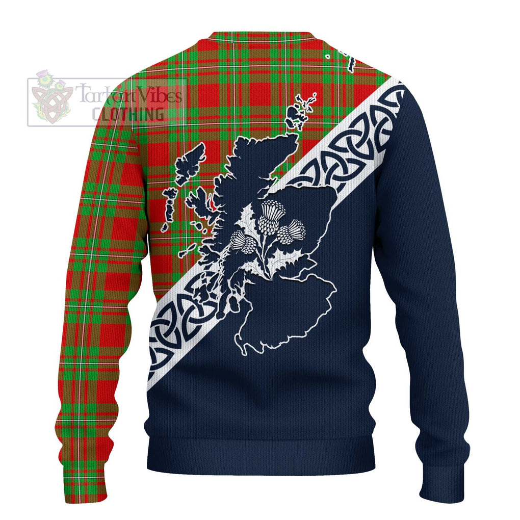 Tartan Vibes Clothing Callander Tartan Knitted Sweater Featuring Thistle and Scotland Map